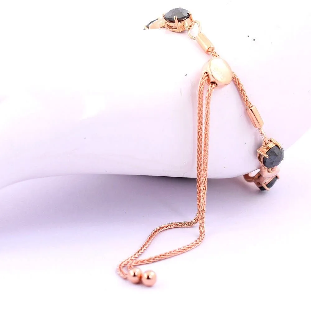 6 Ct Certified Rose Cut Black Diamond Infinite Designer Bracelet In Rose Gold. Designer Collection & Great Shine