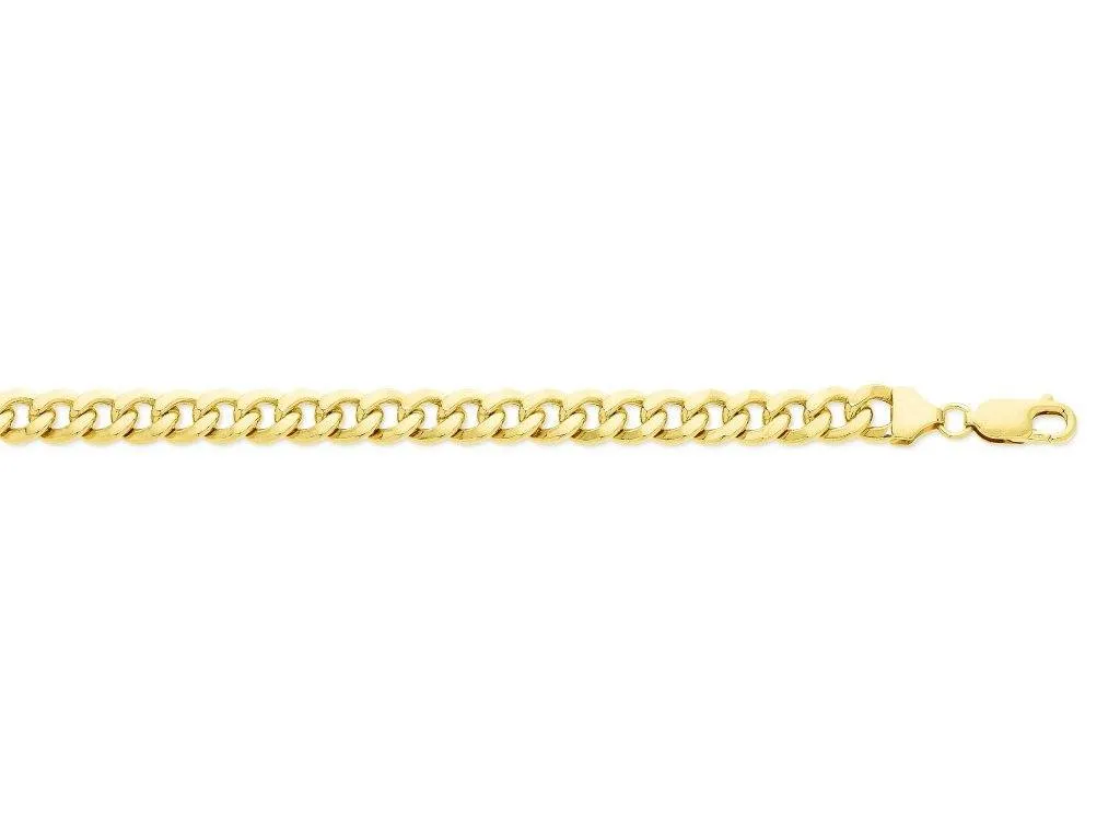 9ct Yellow Gold Silver Infused Curb Bracelet 21cm