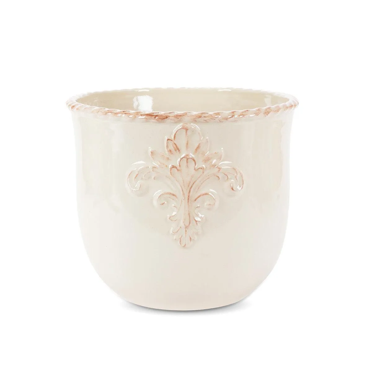 Acanthus Stoneware Planter on Metal Base
