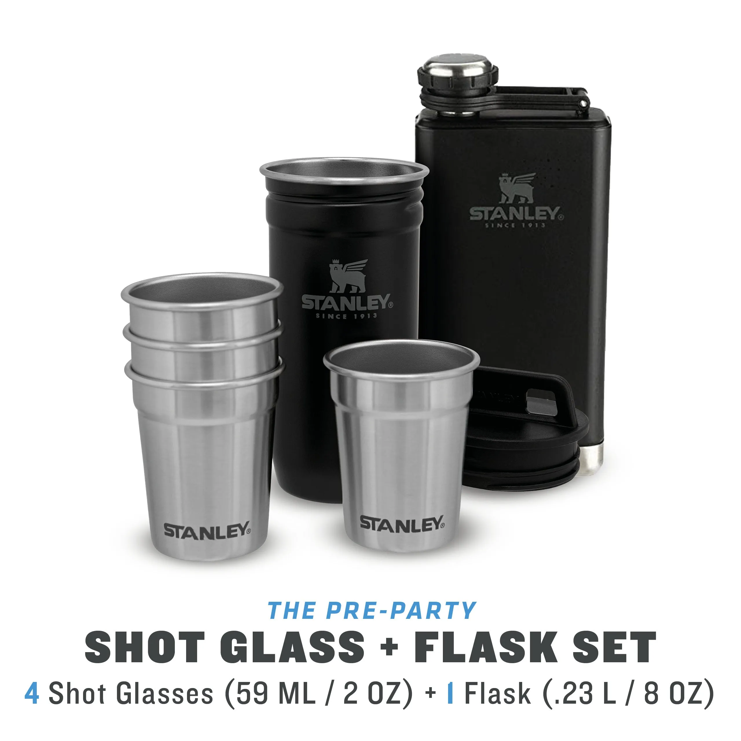Adventure Pre-Party Shot Glass   Flask Set