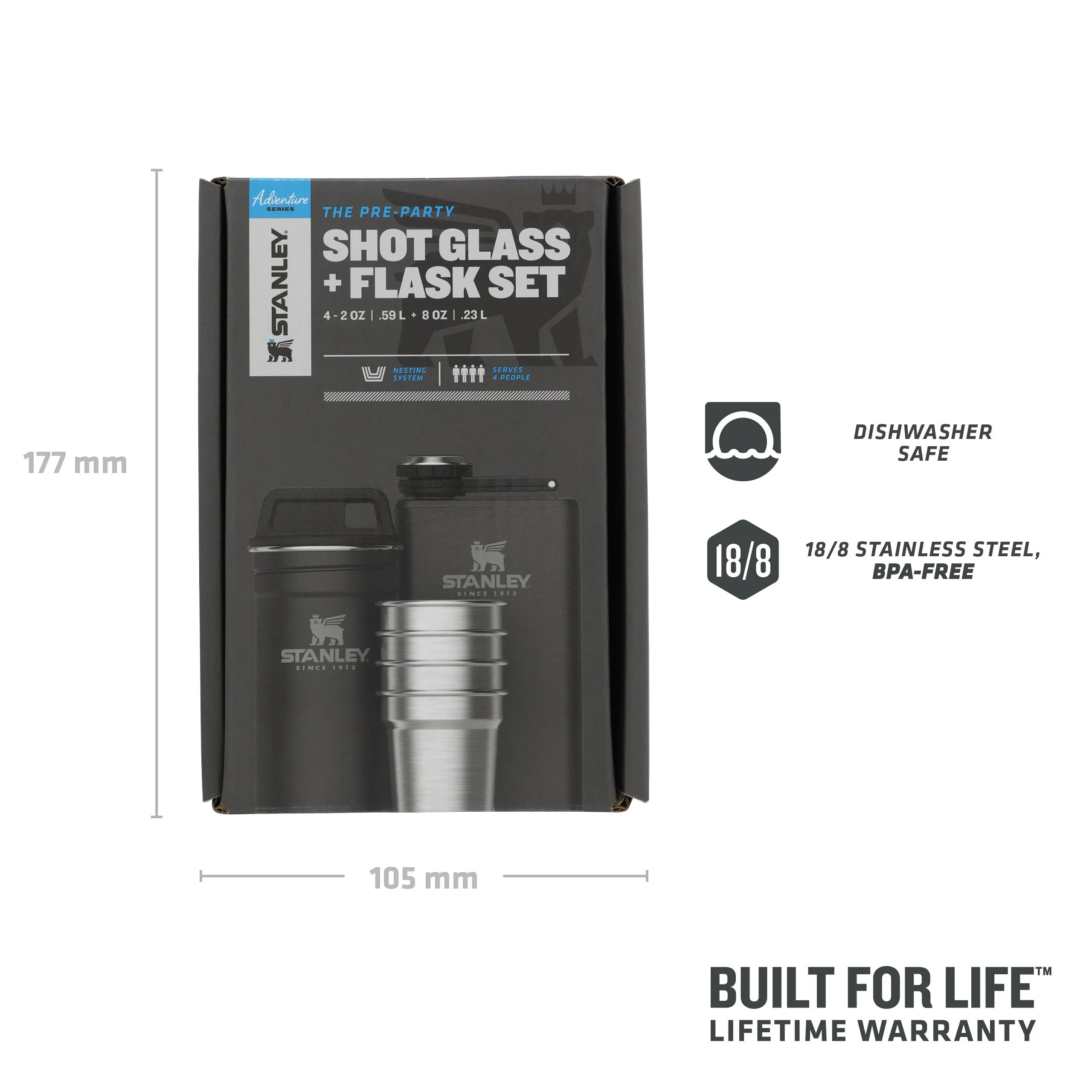Adventure Pre-Party Shot Glass   Flask Set