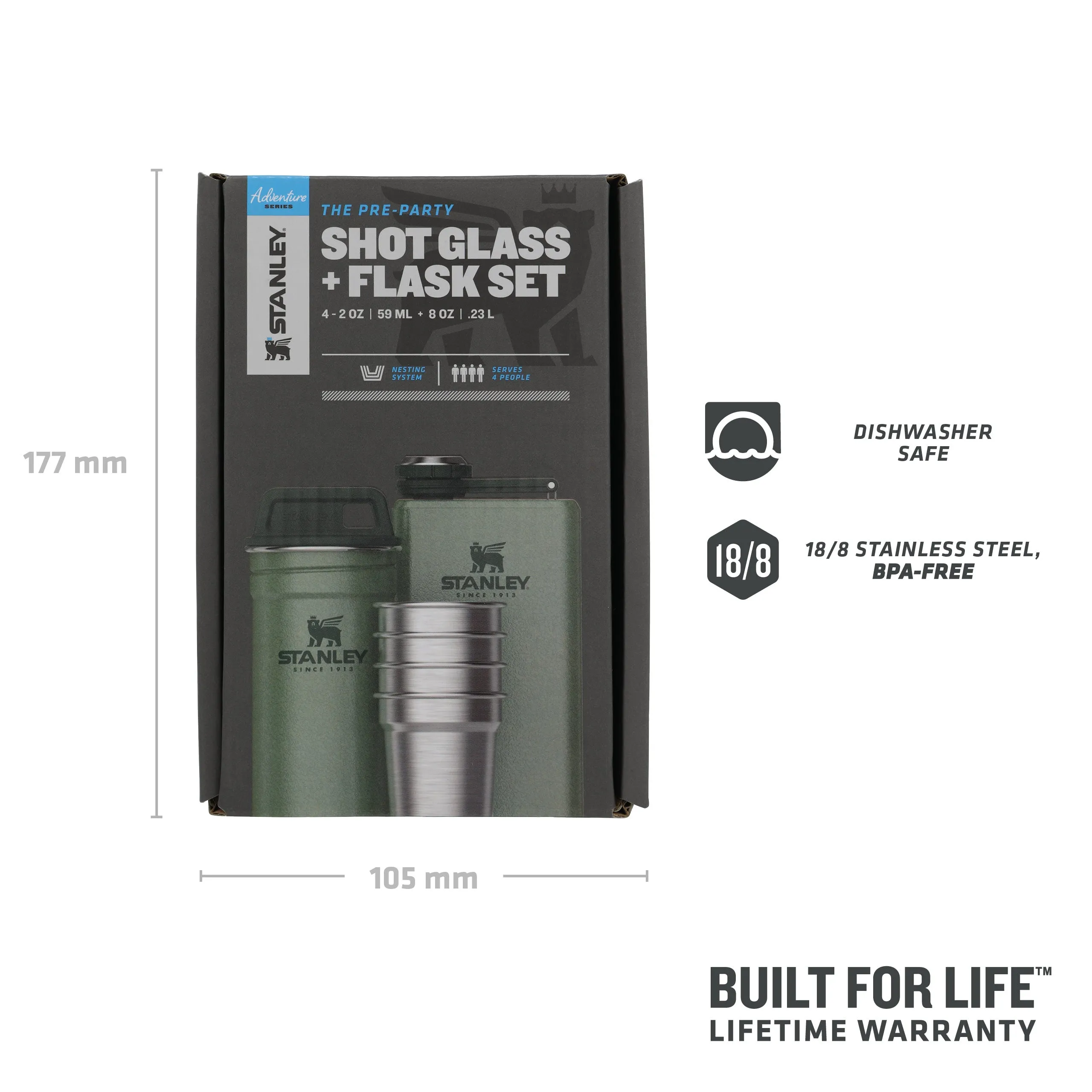 Adventure Pre-Party Shot Glass   Flask Set