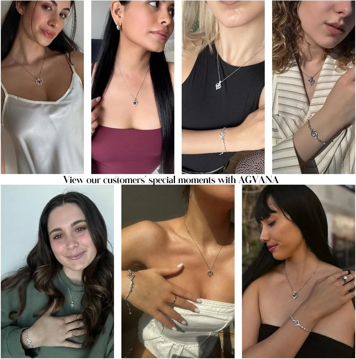 AGVANA Rosy Reverie Birthstone Necklace for Women Sterling Silver Genuine or Created Gemstone Rose Flower Heart Pendant Necklace Anniversary Birthday Gifts for Women Mom Wife Her