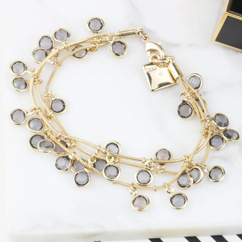 AK simple classic smoked grey crystals bracelet