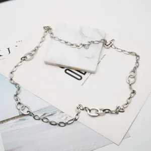 AK simple silver tone long necklace