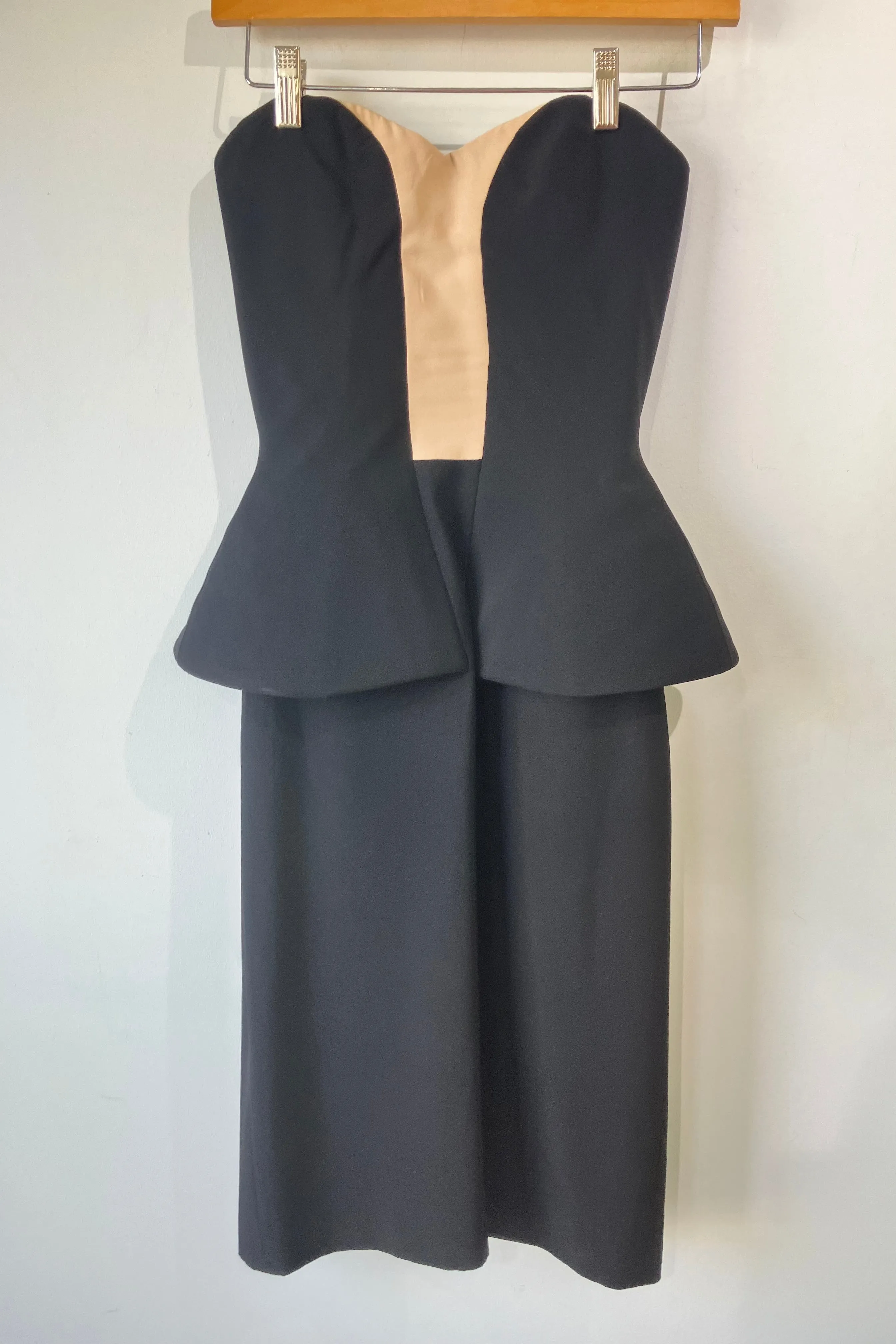 ALEXANDER McQUEEN Resort 2009 Black & Tan Strapless Bustier Corset Dress