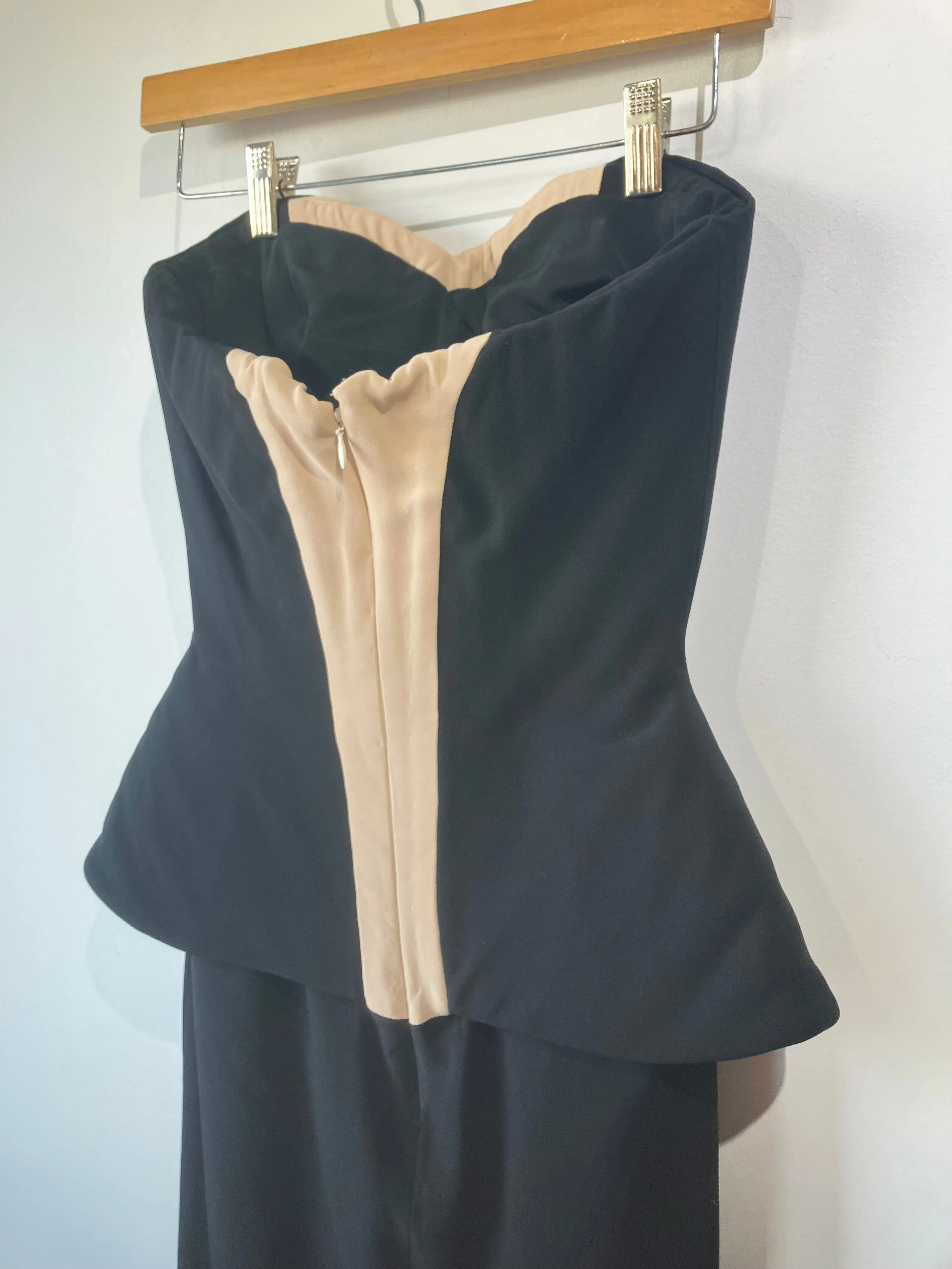 ALEXANDER McQUEEN Resort 2009 Black & Tan Strapless Bustier Corset Dress
