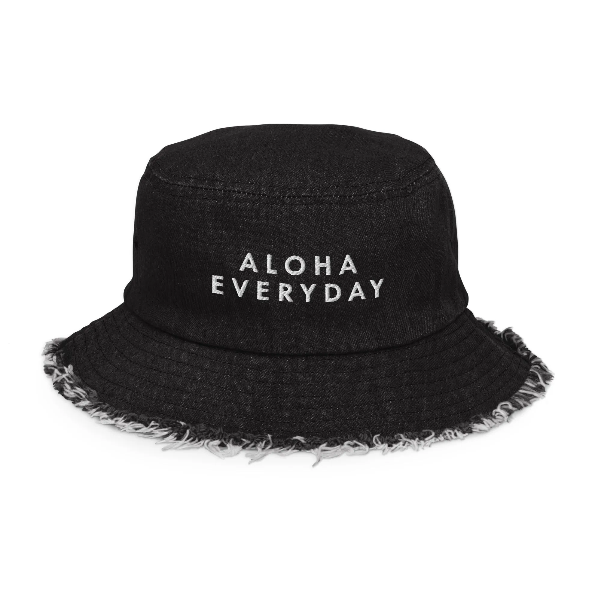 Aloha Everyday Distressed denim bucket hat