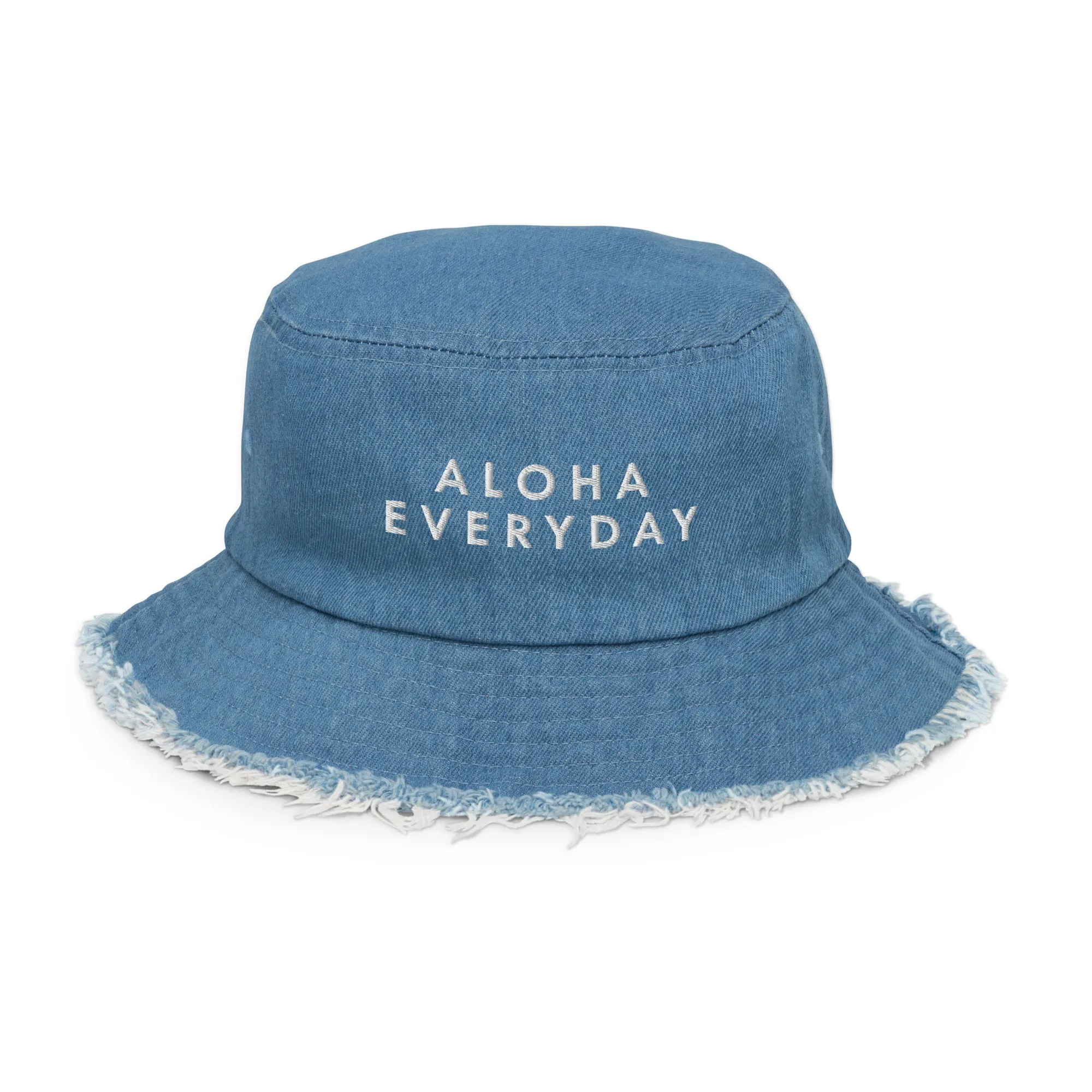 Aloha Everyday Distressed denim bucket hat