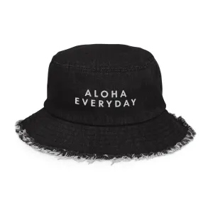 Aloha Everyday Distressed denim bucket hat