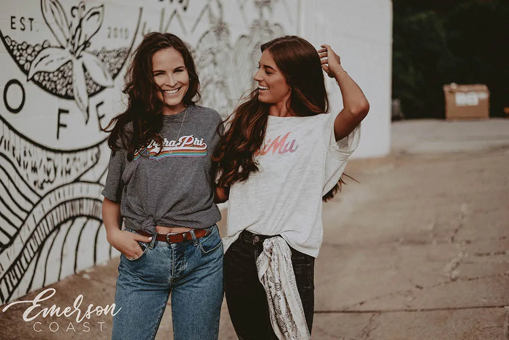Alpha Phi Striped Simple PR T-shirt