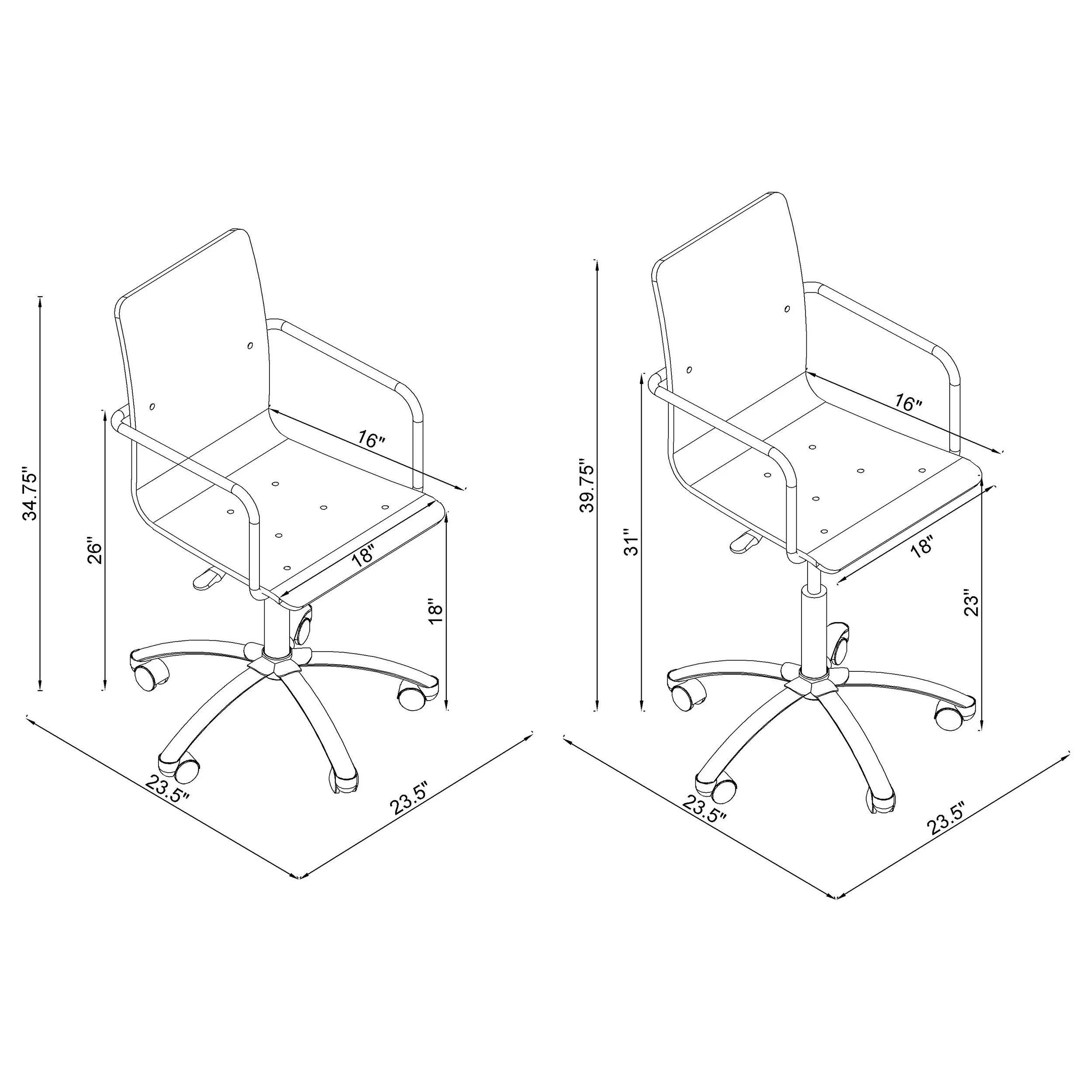 Amaturo Acrylic Adjustable Home Office Desk Chair Clear
