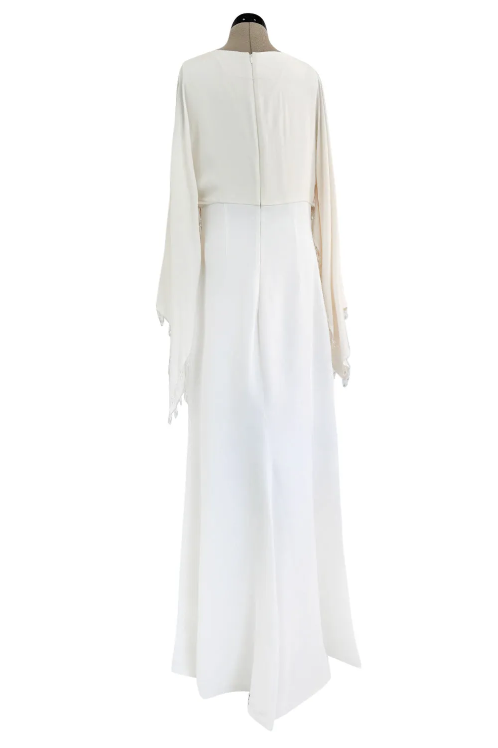 Amazing 2018 Givenchy by Clare Waight Keller White & Ivory Dress w Bead Edged Angel Sleeves