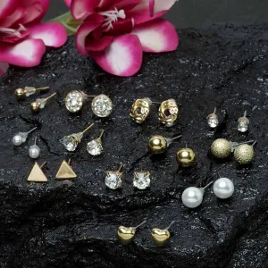 Amora 12 Pair Designer Stud Earrings Set