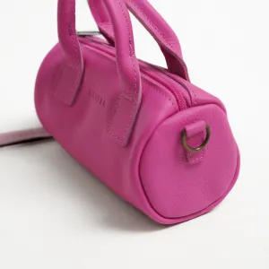 Antelo Indo Pebble Leather Mini Barrel Crossbody - Purple Orchid