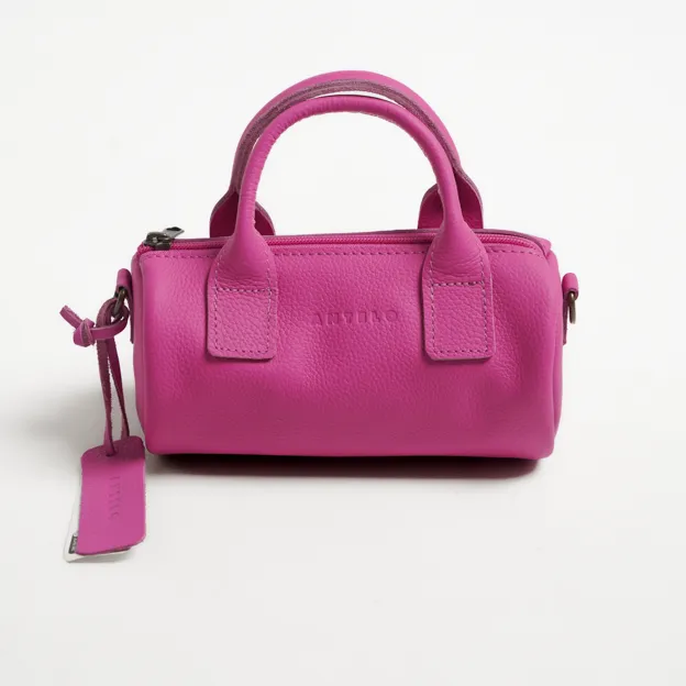 Antelo Indo Pebble Leather Mini Barrel Crossbody - Purple Orchid