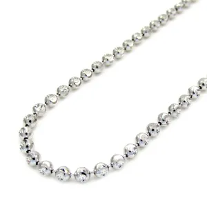 Appealing 14K White Gold 5mm 18 inches Solid Diamond Cut Moon Chain