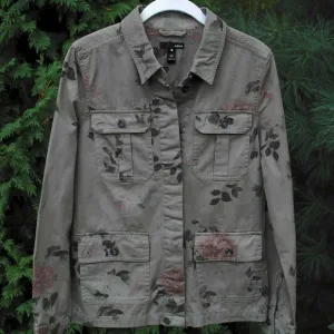 Aqua NWT Stylish Floral Accented Military Jacket Sz-S