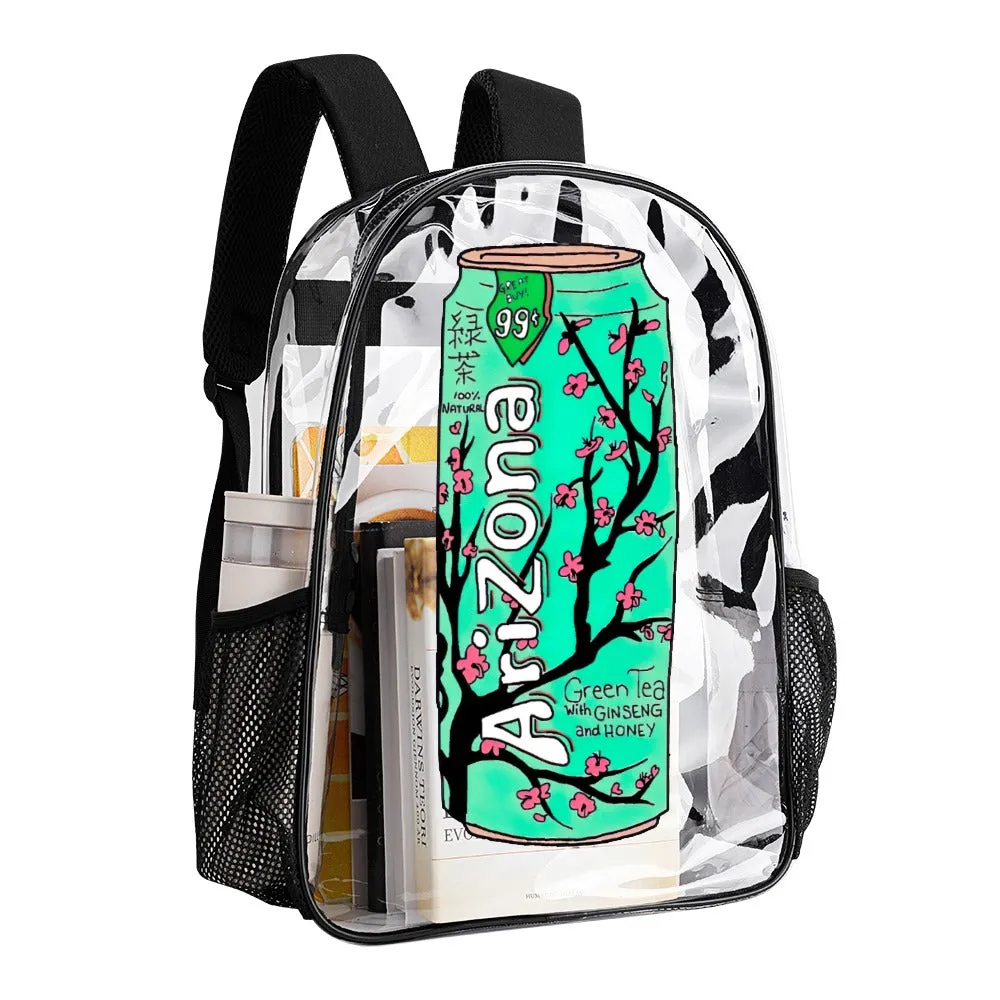 Arizona Green Tea Pattern Can Transparent Backpack 17 Inch
