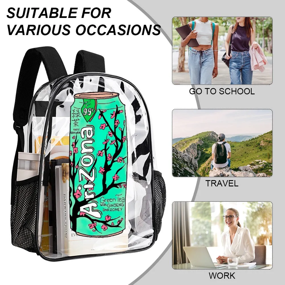 Arizona Green Tea Pattern Can Transparent Backpack 17 Inch