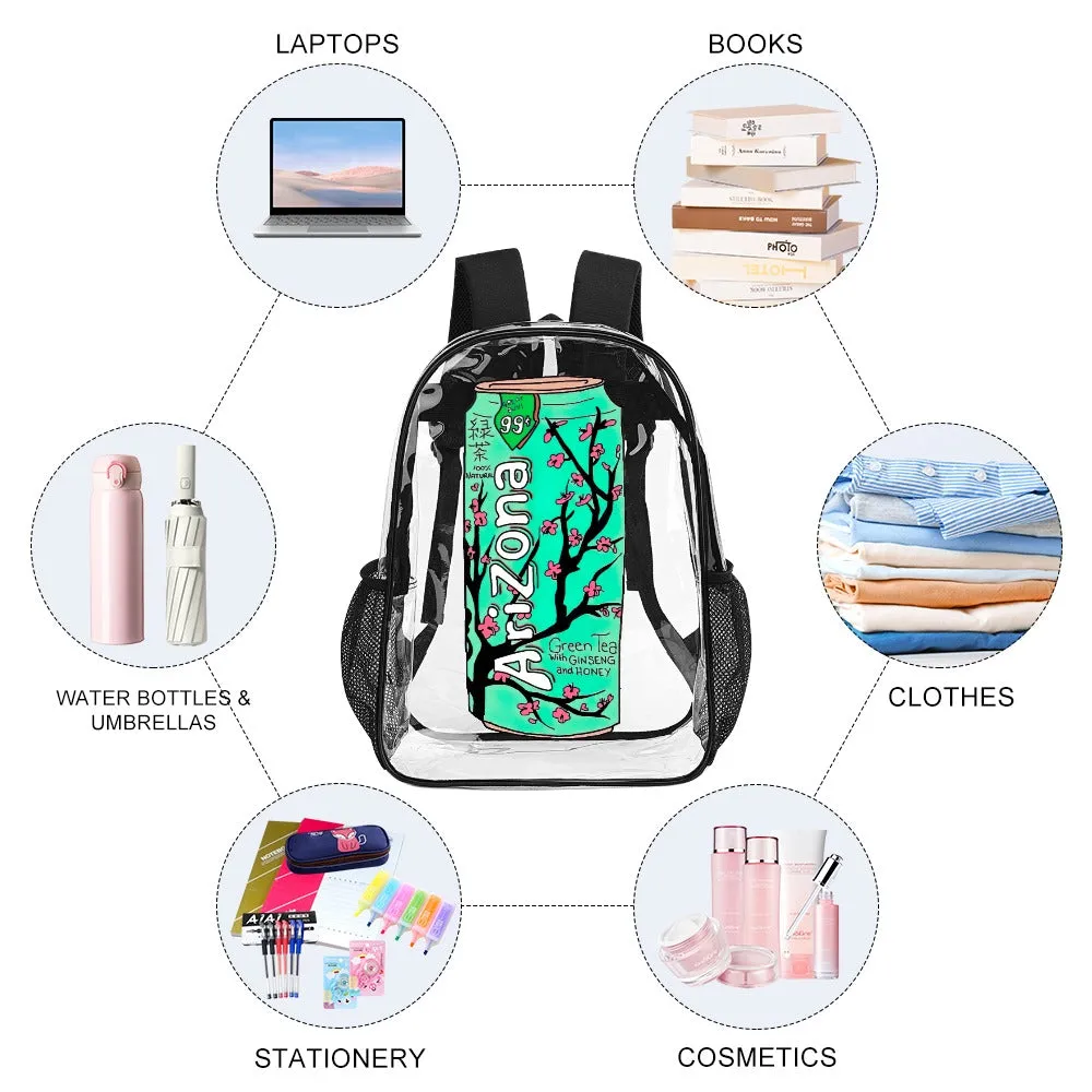 Arizona Green Tea Pattern Can Transparent Backpack 17 Inch