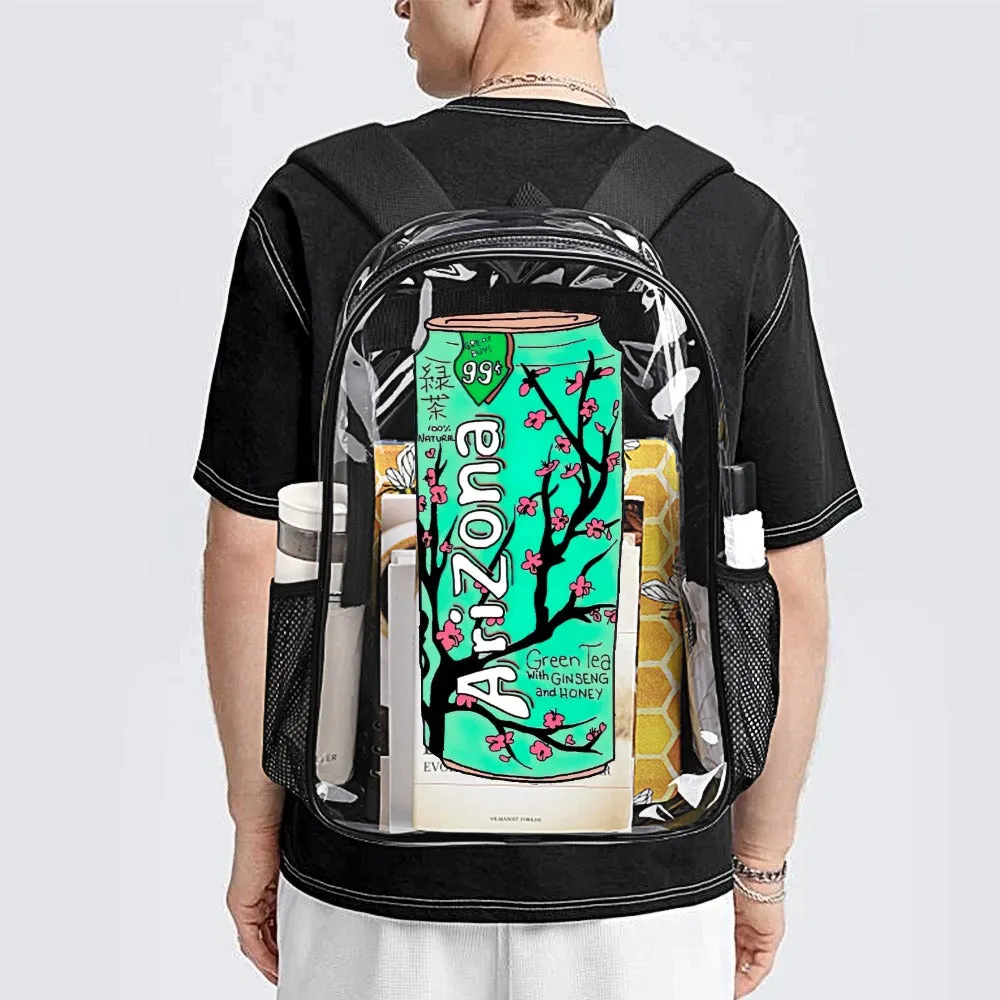 Arizona Green Tea Pattern Can Transparent Backpack 17 Inch