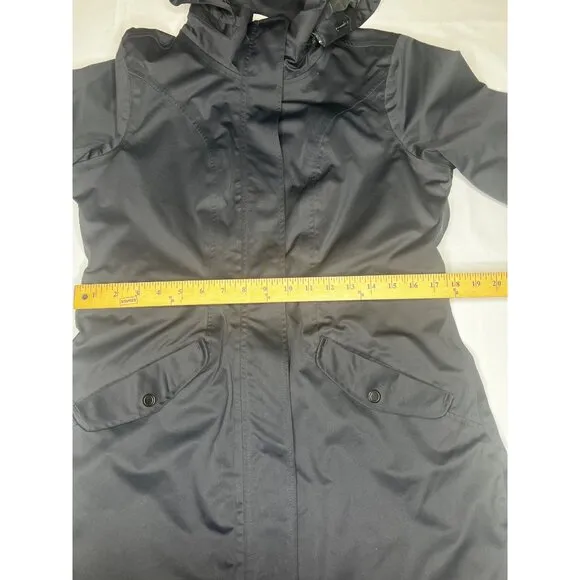 Athleta Womens Black Chills Hooded Parka Coat Fishtail back Medium