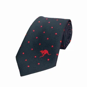 Australian Neck Tie Large Spot Kangaroo Red