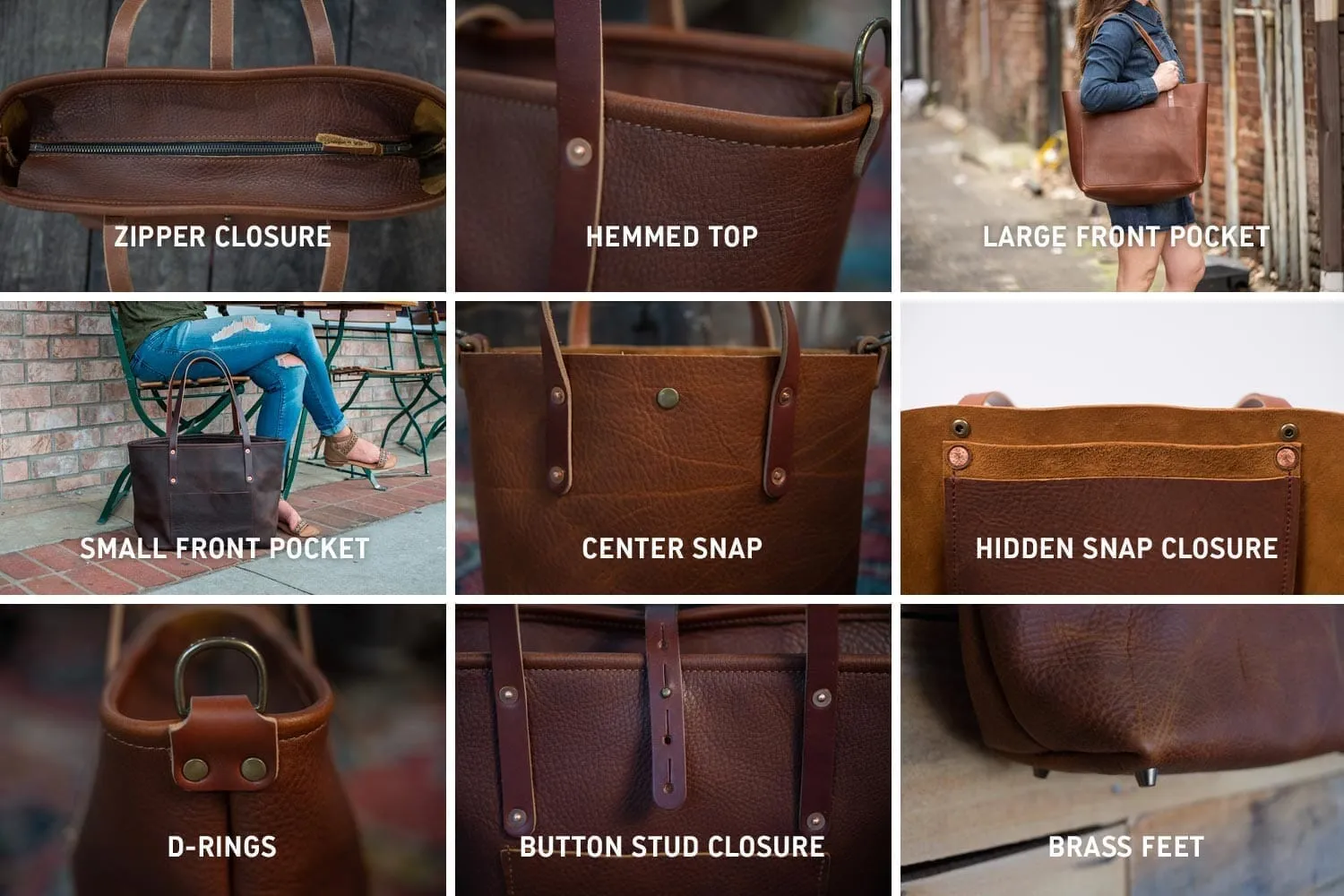 AVERY LEATHER TOTE BAG - LARGE - WHISKY BISON