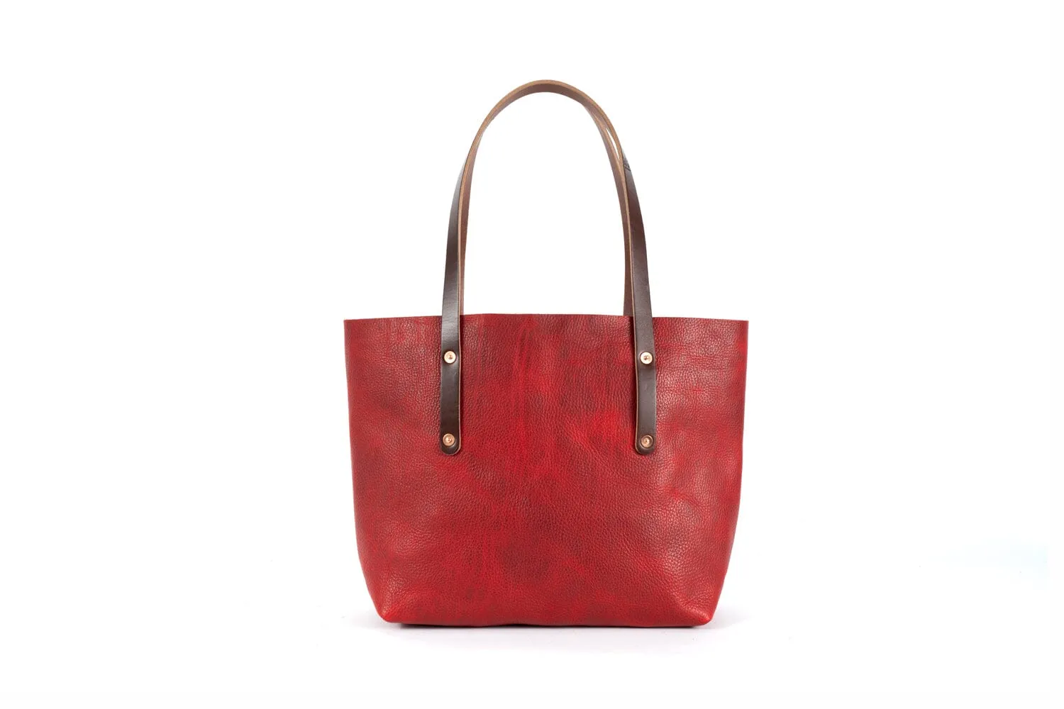 AVERY LEATHER TOTE BAG - SMALL - CRANBERRY
