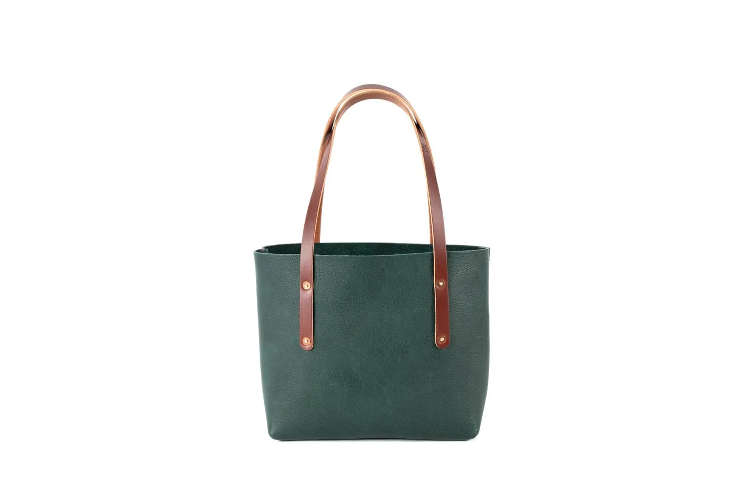 AVERY LEATHER TOTE BAG - SMALL - FOREST GREEN