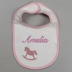 Baby Girls Personalised Bib - Pex Rocking Horse