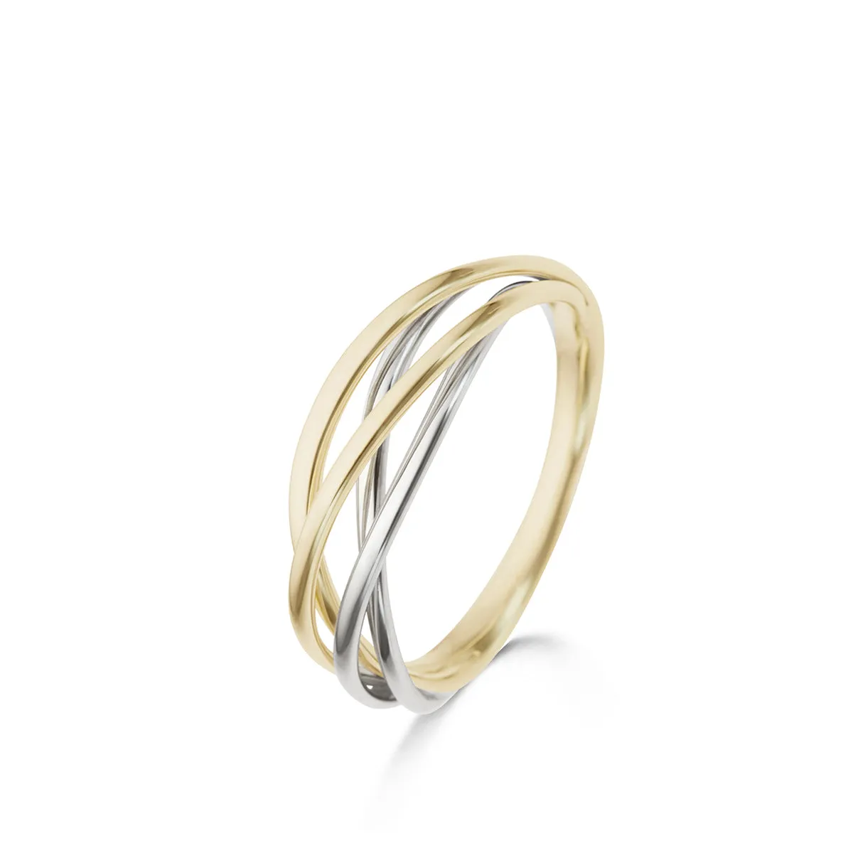 Bague anneaux multiples - Or Jaune et Blanc (066683)