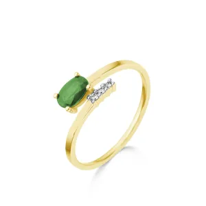 Bague avec motif - Or Jaune, Diamants et Emeraude (065544EA)
