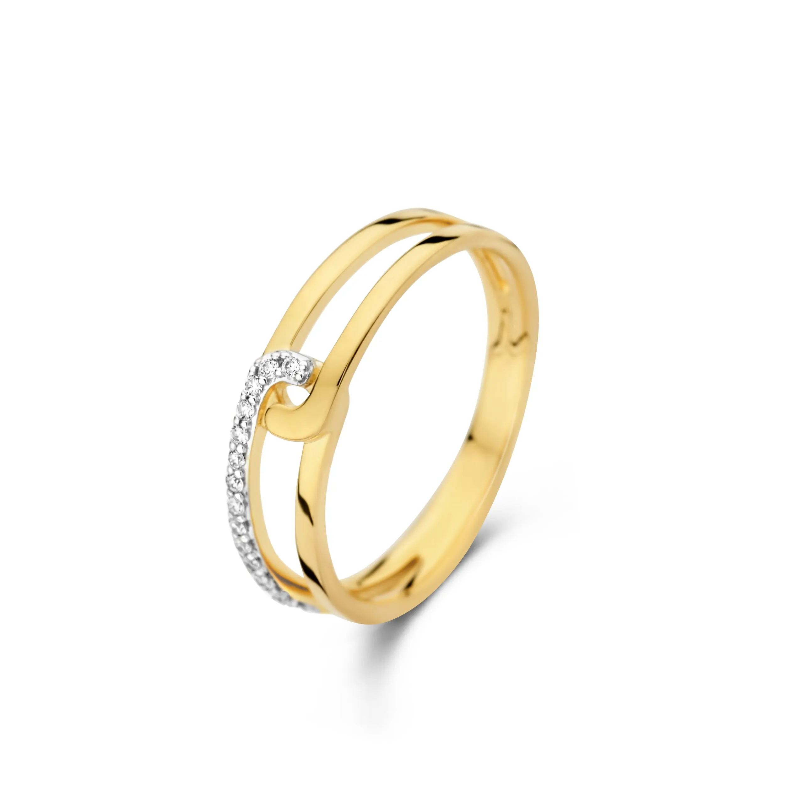 Bague multiples anneaux - Or Jaune et Blanc, Diamants (064039/A)