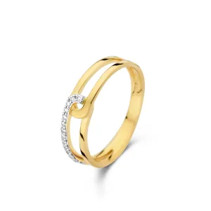 Bague multiples anneaux - Or Jaune et Blanc, Diamants (064039/A)
