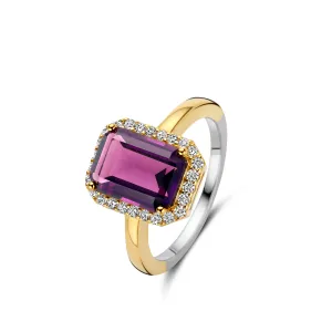 Bague Naiomy - Argent et Plaqué or, Zircons Mauve (N4F51)