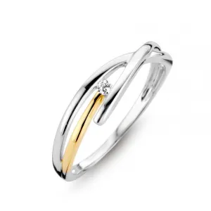 Bague solitaire - Or Jaune et Blanc, Diamants (GR2469BB)