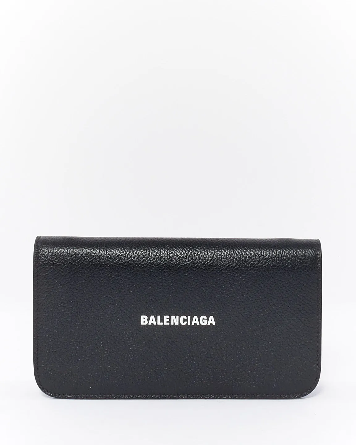 Balenciaga Black Leather Cash Phone Case Crossbody Bag