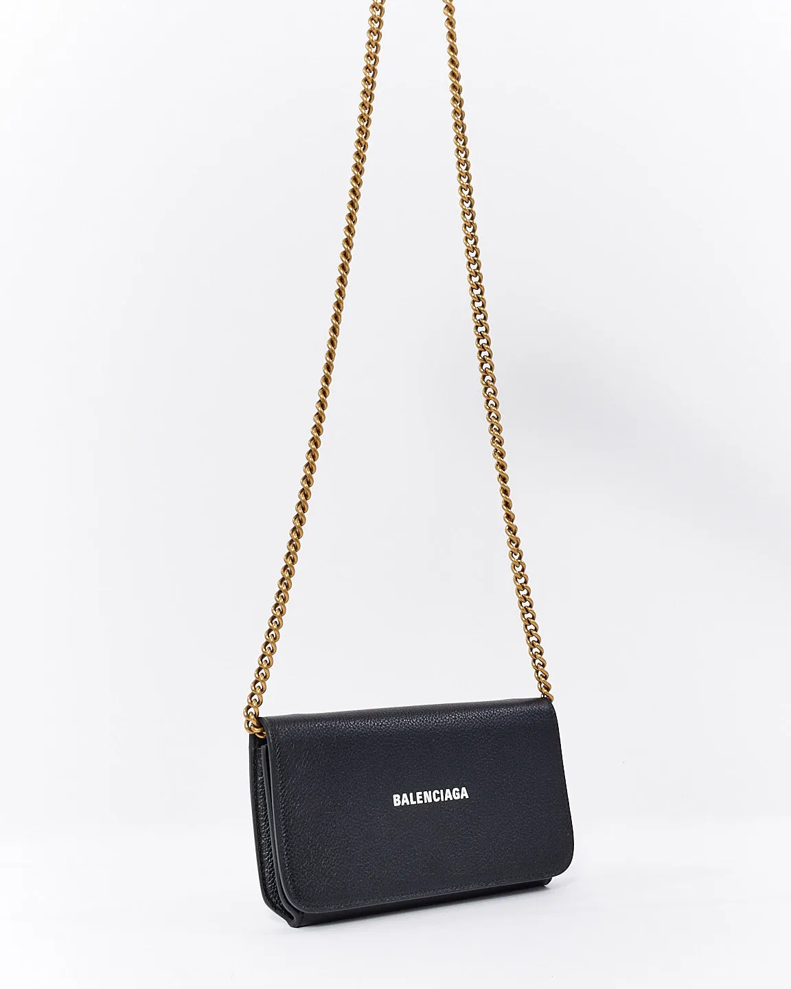 Balenciaga Black Leather Cash Phone Case Crossbody Bag