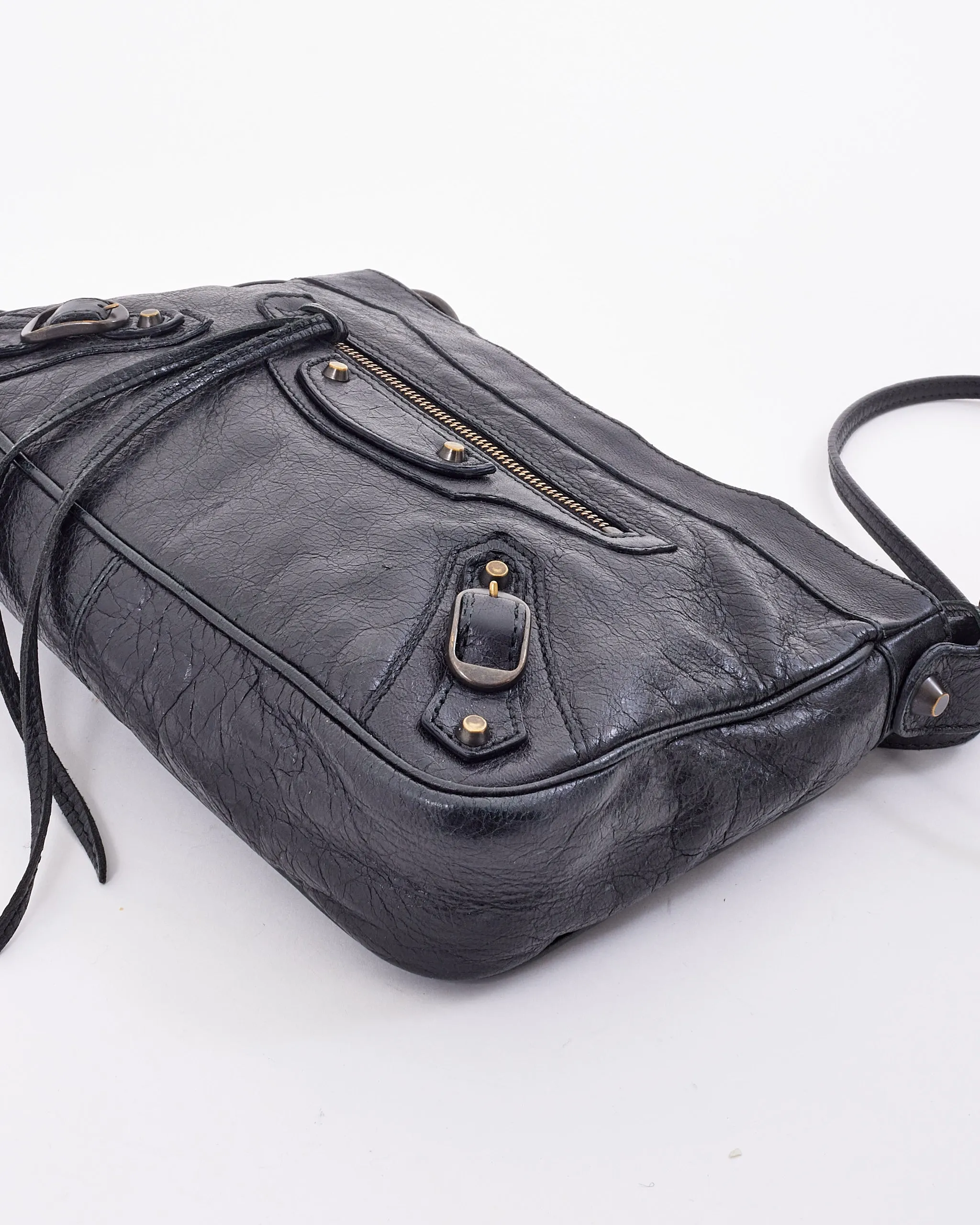 Balenciaga Black Leather Motocross Classic Hip Crossbody Bag