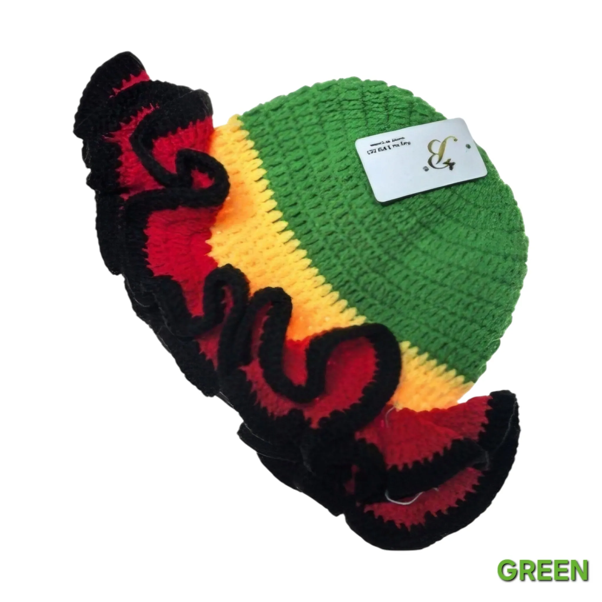 Bebe Fashion Crochet Ruffle Bucket Hat (Rasta Colors)
