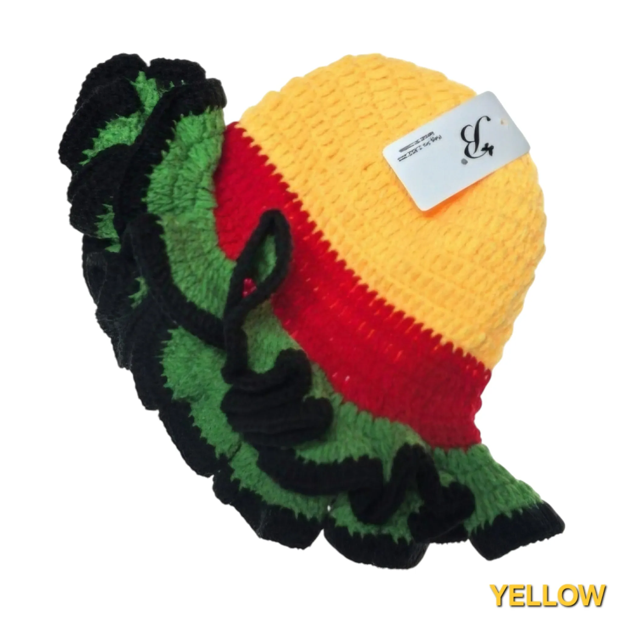 Bebe Fashion Crochet Ruffle Bucket Hat (Rasta Colors)