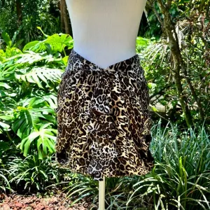 Bebe Leopard Print 100% Silk Skirt