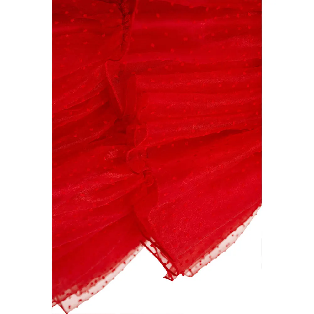 Beetlejuice Lydia Cosplay Costume Red Wedding Dress Outfits Halloween Carnival Suit
