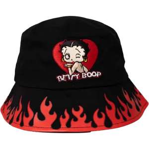 BETTY BOOP FLAMES BUCKET HAT (BLACK/RED)