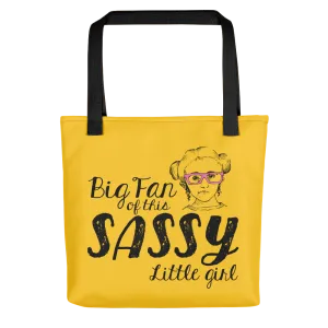 Big Fan of this Sassy Little Girl (Esperanza - Raising Dion) Dark Yellow Tote Bag