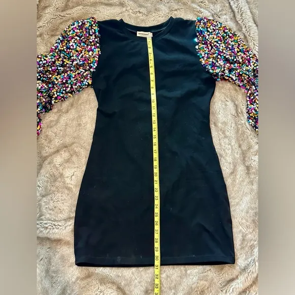Black Dress with Sequin Sleeves