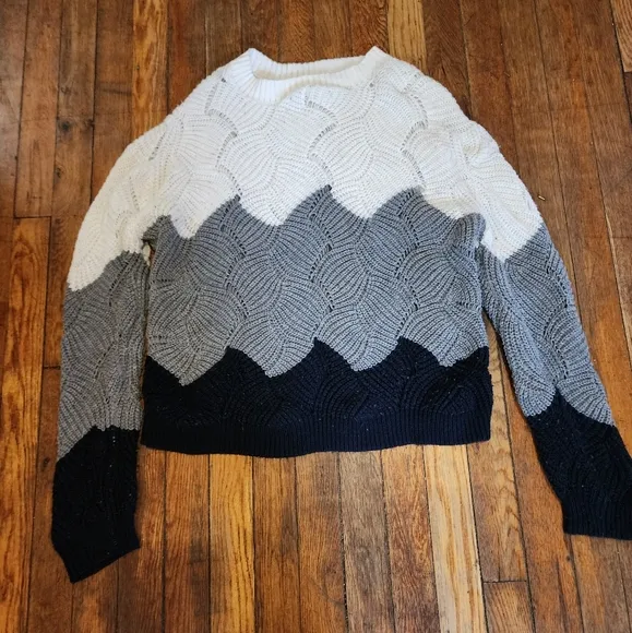 Black, Gray, and Cream Knit Sweater