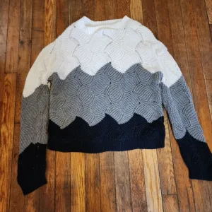 Black, Gray, and Cream Knit Sweater